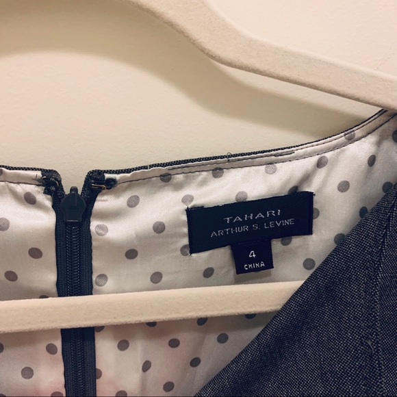 Tahari Arthur S. Levine Capped Sleeve Gray Dress - Picture 5 of 6